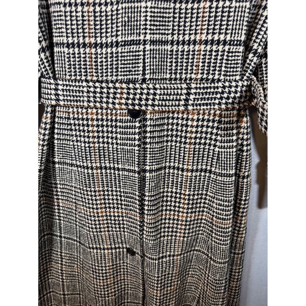 Vintage Pendleton Wool Trench Coat Houndstooth Glen Plaid Double Breasted Belted - Picture 11 of 16